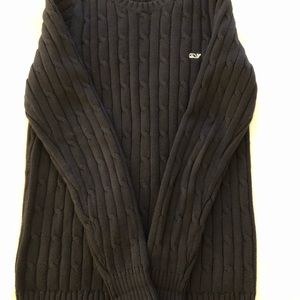 Vineyard Vines Navy Crew-Neck Cable Knot Sweater